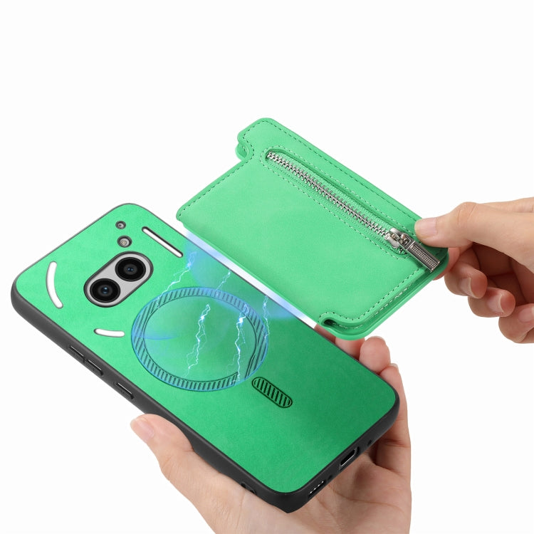 For Nothing Phone 2a Retro MagSafe Zipper Wallet Card Bag Back Phone Case