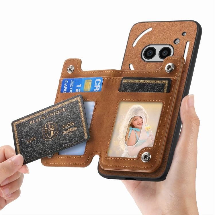 For Nothing Phone 2a Retro MagSafe Zipper Wallet Card Bag Back Phone Case