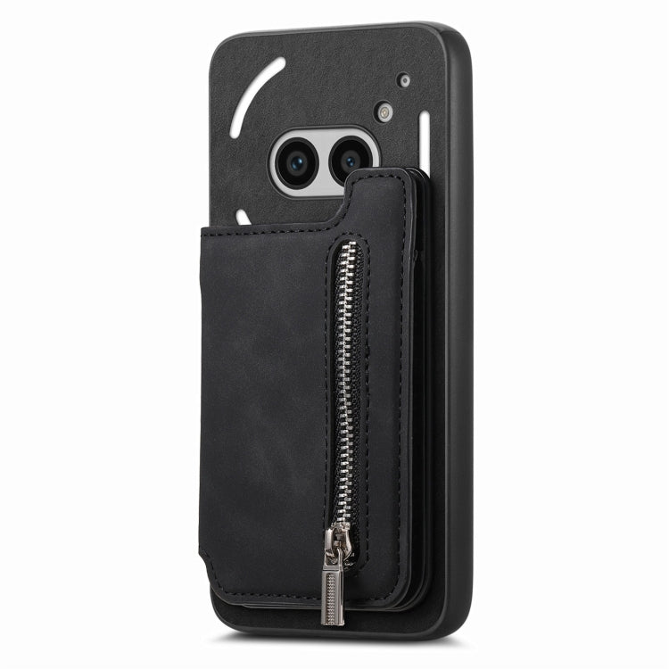 For Nothing Phone 2a Retro MagSafe Zipper Wallet Card Bag Back Phone Case