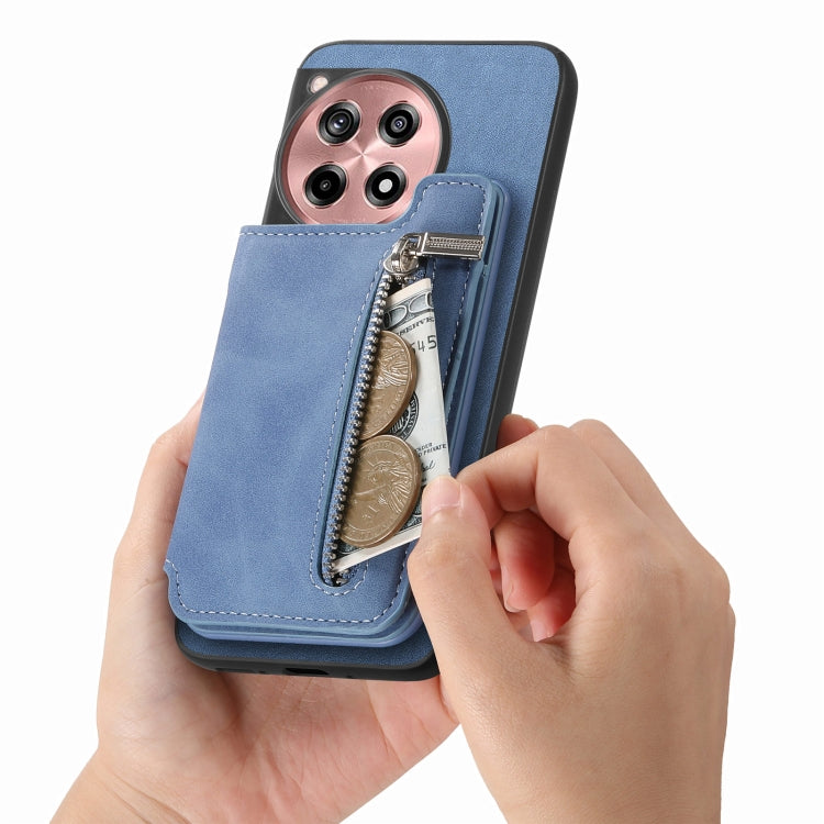 For OnePlus Nord CE4 / Ace 3V Retro MagSafe Zipper Wallet Card Bag Back Phone Case