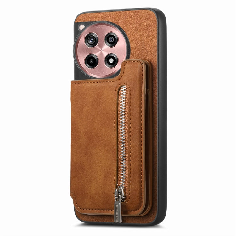 For OnePlus Nord CE4 / Ace 3V Retro MagSafe Zipper Wallet Card Bag Back Phone Case
