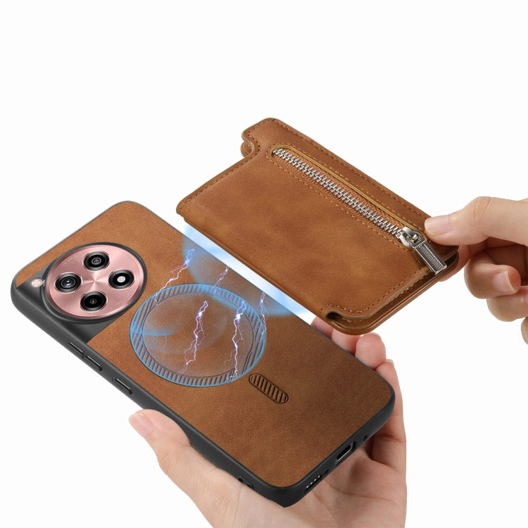 For OnePlus Nord CE4 / Ace 3V Retro MagSafe Zipper Wallet Card Bag Back Phone Case
