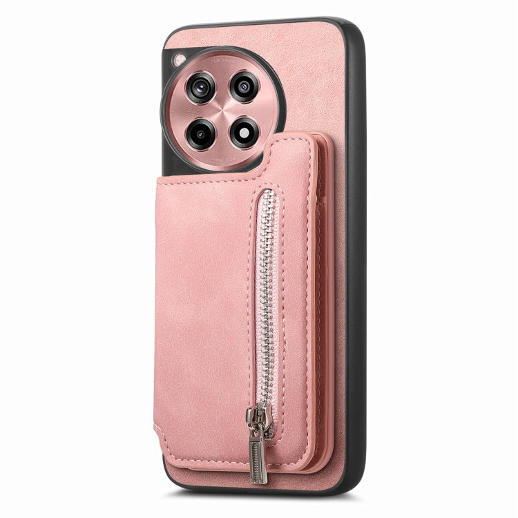 For OnePlus Ace 3 5G / 12R 5G Retro MagSafe Zipper Wallet Card Bag Back Phone Case