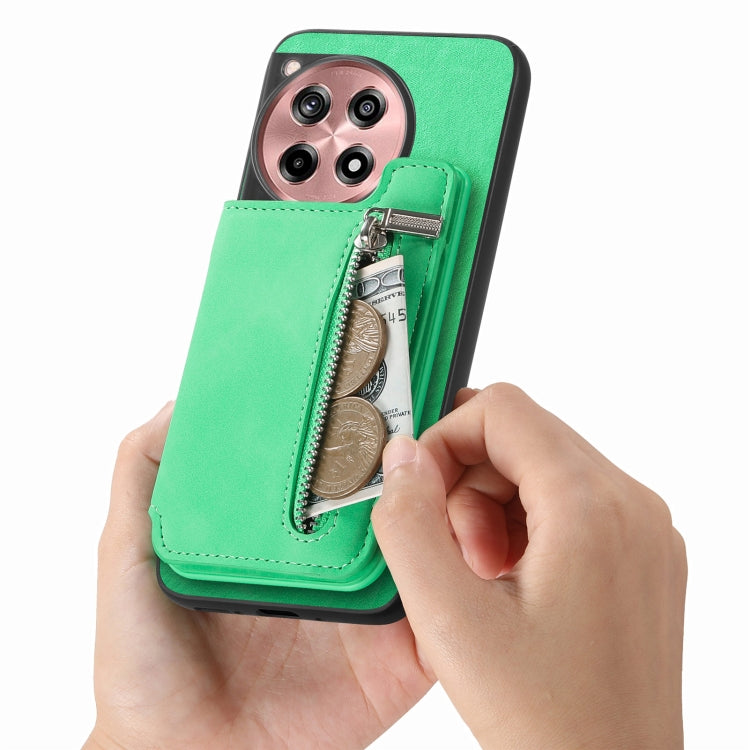For OnePlus Ace 3 5G / 12R 5G Retro MagSafe Zipper Wallet Card Bag Back Phone Case