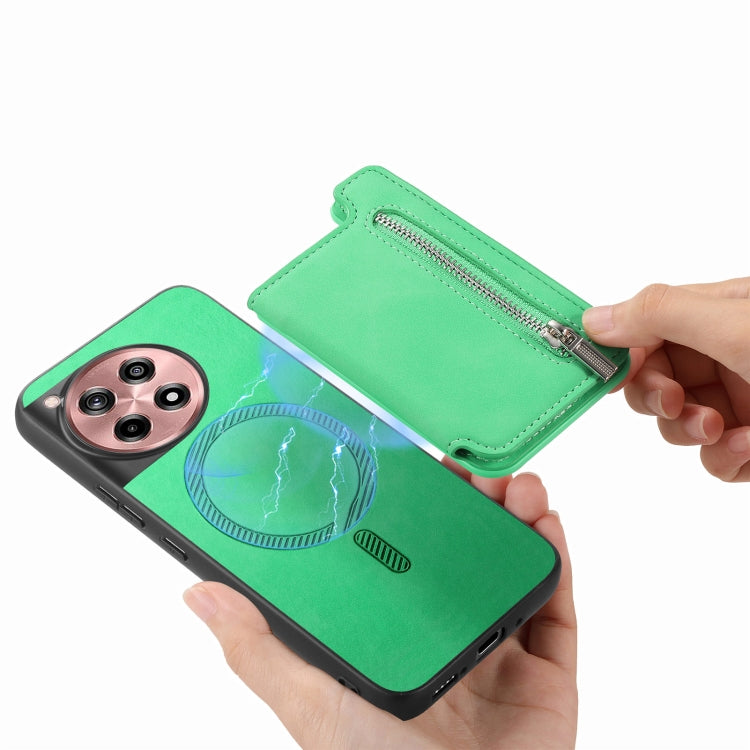 For OnePlus Ace 3 5G / 12R 5G Retro MagSafe Zipper Wallet Card Bag Back Phone Case