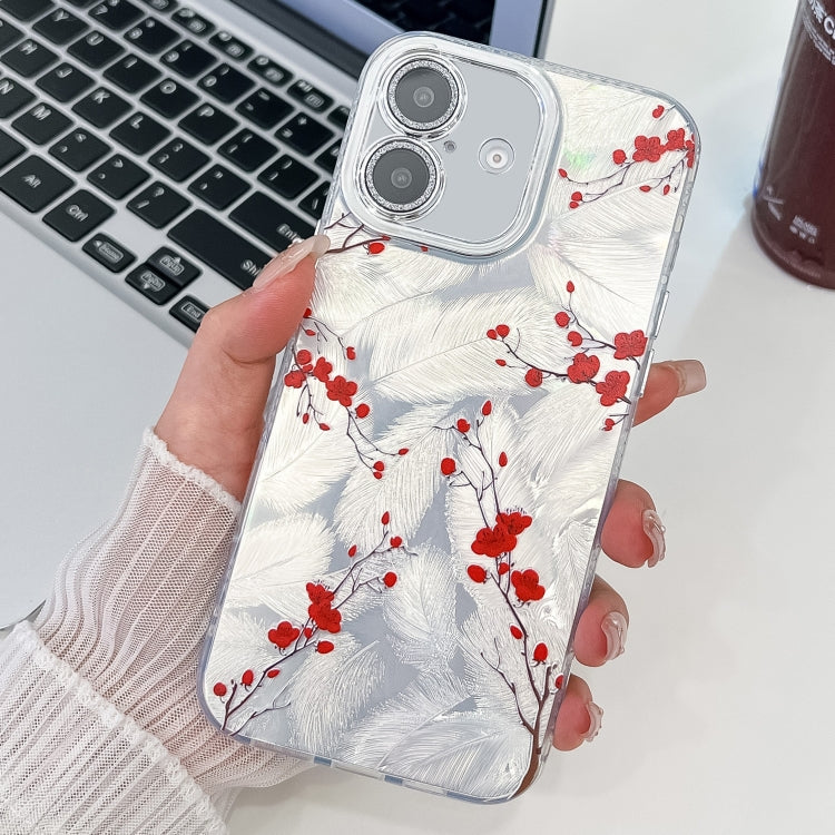 For iPhone 16 Electroplating Flower Texture TPU Phone Case