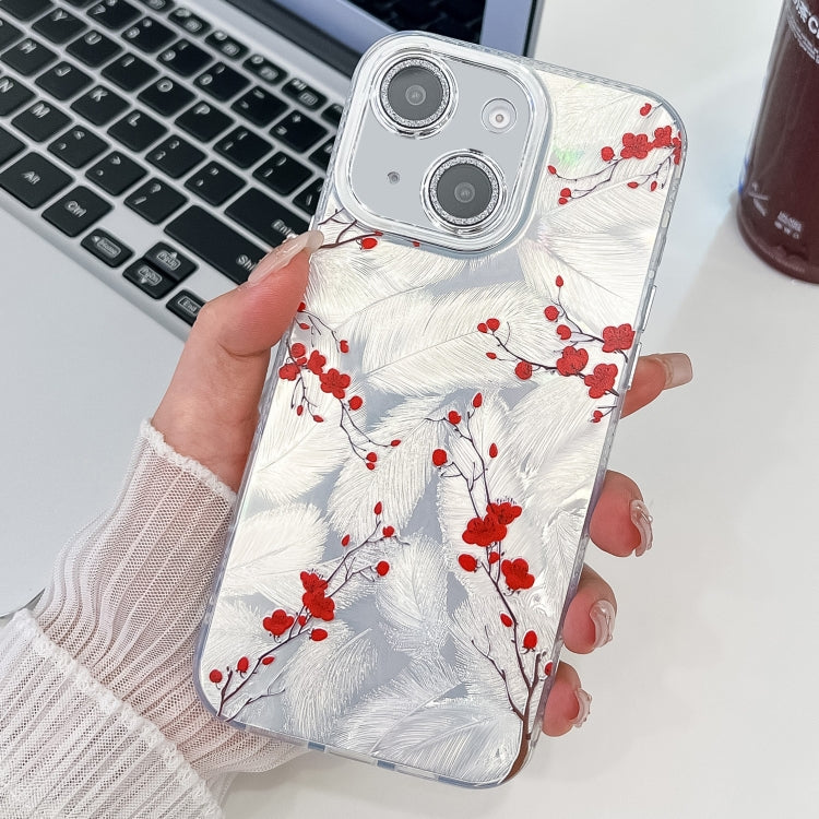 For iPhone 15 Electroplating Flower Texture TPU Phone Case