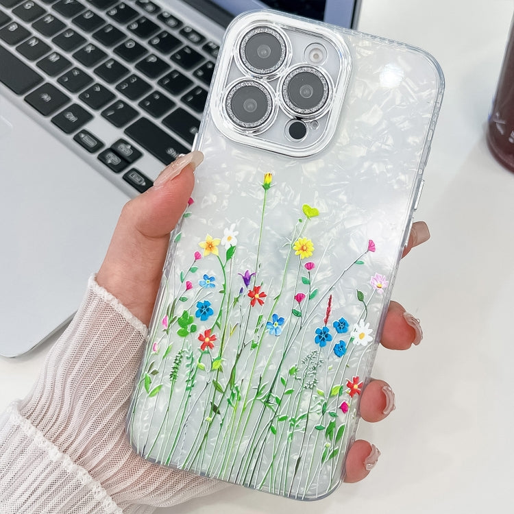 For iPhone 14 Pro Max Electroplating Flower Texture TPU Phone Case
