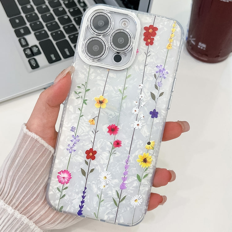 For iPhone 14 Pro Max Electroplating Flower Texture TPU Phone Case