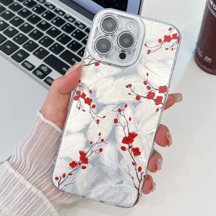 For iPhone 13 Pro Max Electroplating Flower Texture TPU Phone Case
