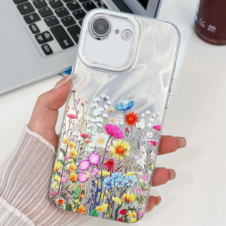 For iPhone 17e / 16e Electroplating Flower Texture TPU Phone Case