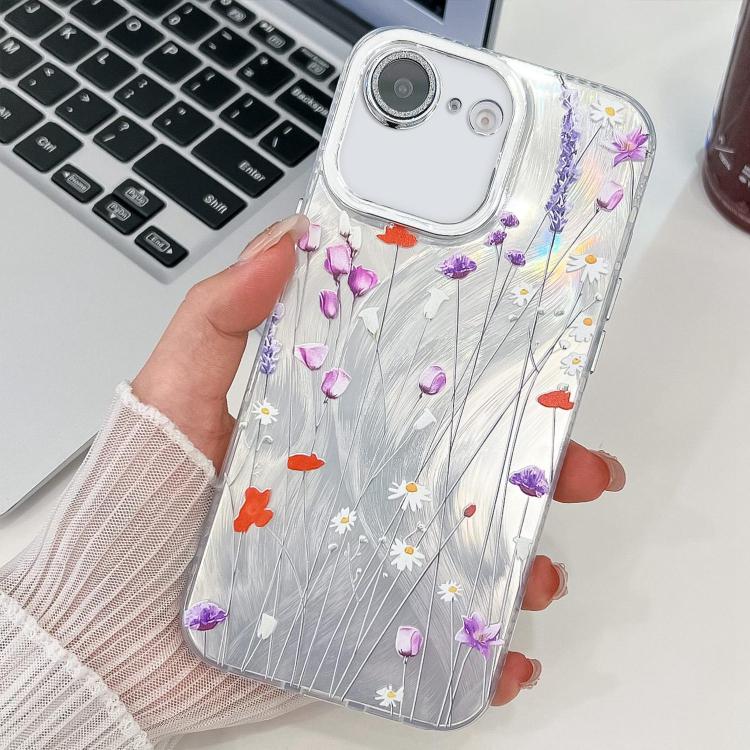 For iPhone 17e / 16e Electroplating Flower Texture TPU Phone Case