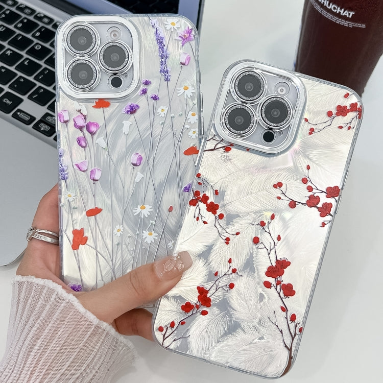 For iPhone 16 Electroplating Flower Texture TPU Phone Case