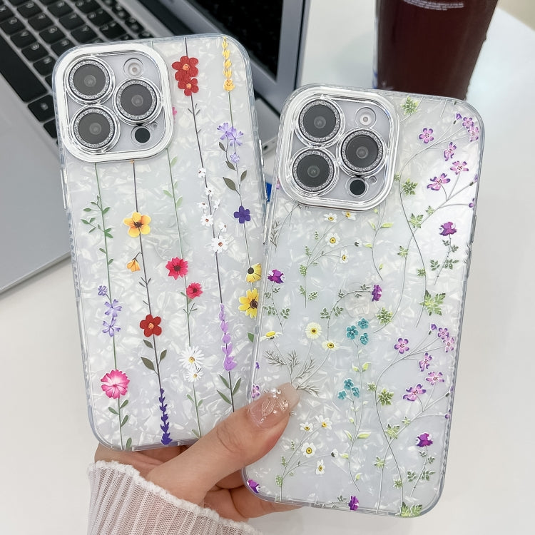For iPhone 15 Pro Electroplating Flower Texture TPU Phone Case
