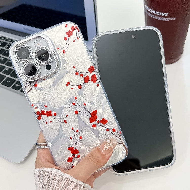 For iPhone 14 Pro Max Electroplating Flower Texture TPU Phone Case