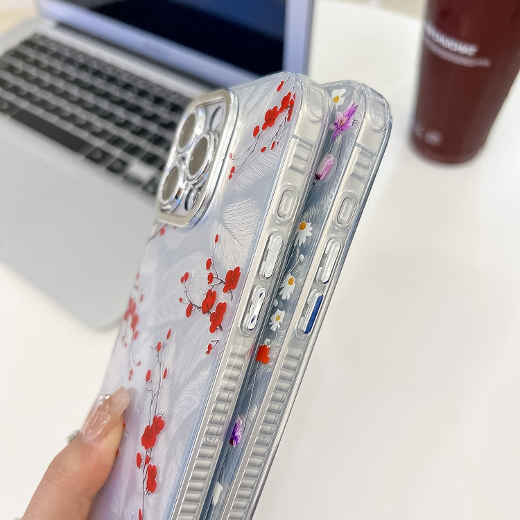 For iPhone 15 Pro Electroplating Flower Texture TPU Phone Case