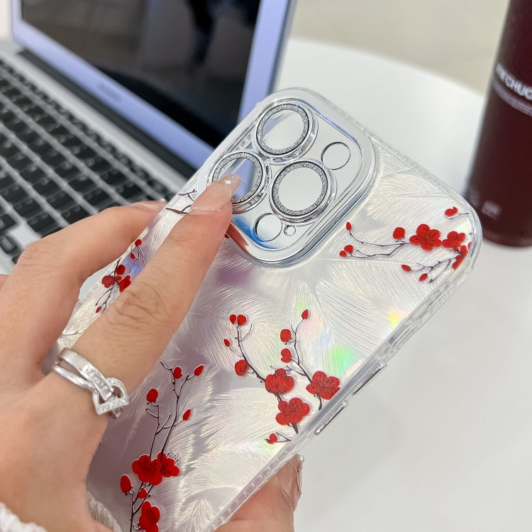 For iPhone 16 Electroplating Flower Texture Wristband TPU Phone Case