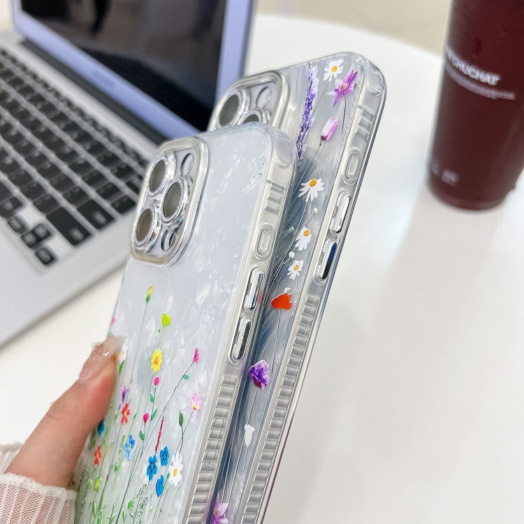For iPhone 16 Electroplating Flower Texture Wristband TPU Phone Case