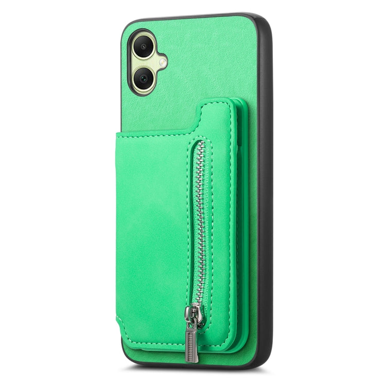 For Samsung Galaxy A06 Retro MagSafe Zipper Wallet Card Bag Back Phone Case