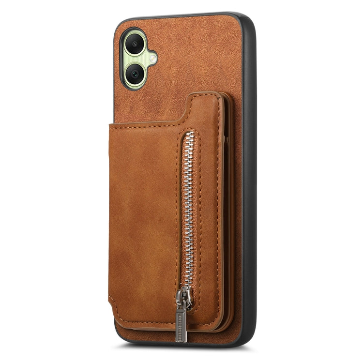 For Samsung Galaxy A06 Retro MagSafe Zipper Wallet Card Bag Back Phone Case