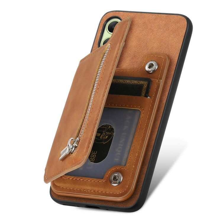 For Samsung Galaxy A06 Retro MagSafe Zipper Wallet Card Bag Back Phone Case