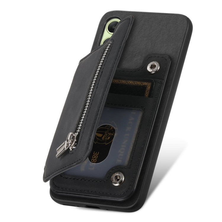 For Samsung Galaxy A06 Retro MagSafe Zipper Wallet Card Bag Back Phone Case