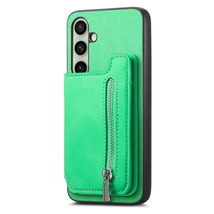 For Samsung Galaxy S24 FE 5G Retro MagSafe Zipper Wallet Card Bag Back Phone Case
