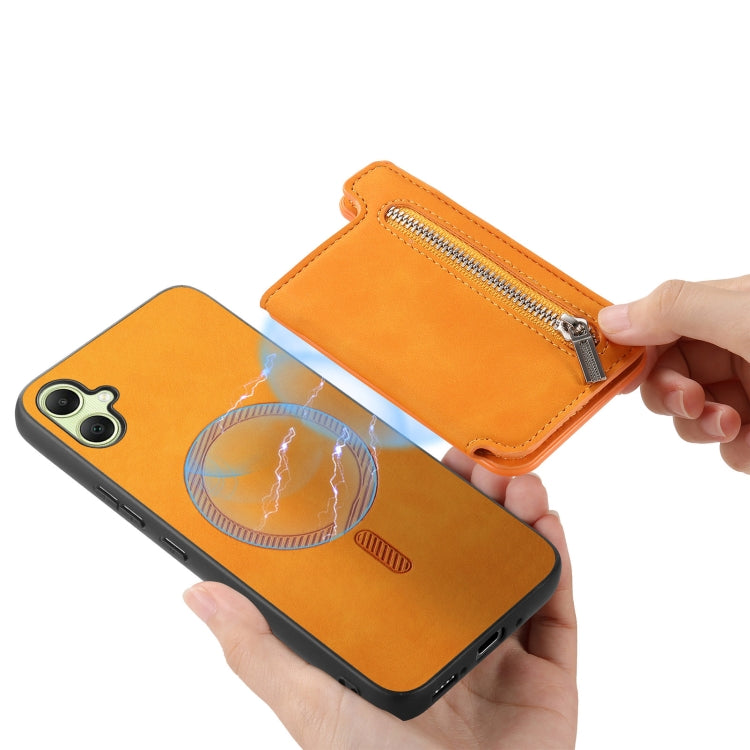 For Samsung Galaxy XCover 7 Retro MagSafe Zipper Wallet Card Bag Back Phone Case