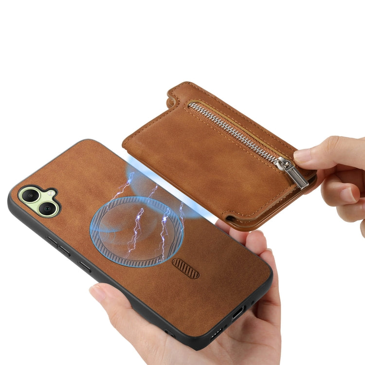 For Samsung Galaxy XCover 7 Retro MagSafe Zipper Wallet Card Bag Back Phone Case