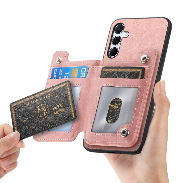 For Samsung Galaxy A35 5G Retro MagSafe Zipper Wallet Card Bag Back Phone Case