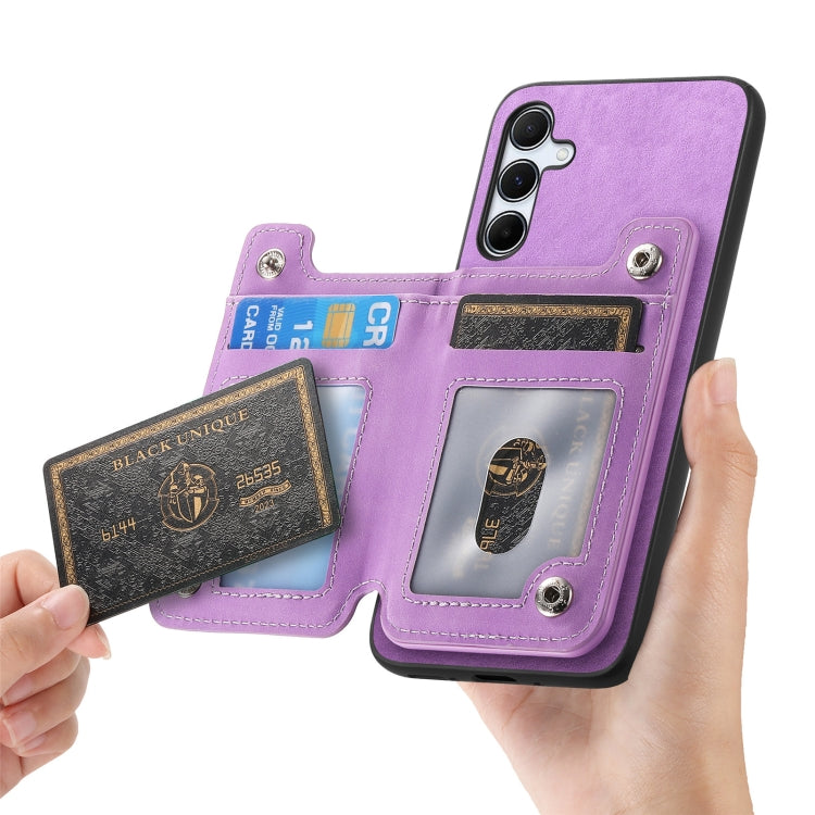 For Samsung Galaxy A35 5G Retro MagSafe Zipper Wallet Card Bag Back Phone Case