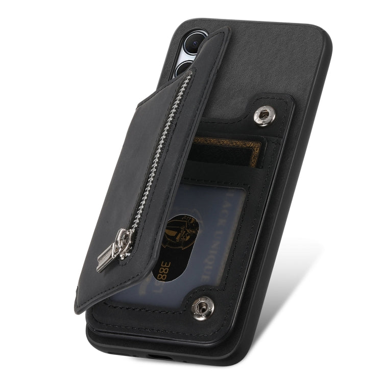 For Samsung Galaxy A35 5G Retro MagSafe Zipper Wallet Card Bag Back Phone Case