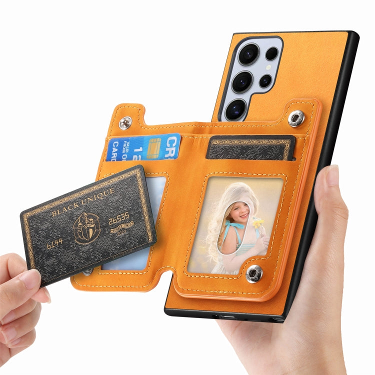 For Samsung Galaxy S24 Ultra 5G Retro MagSafe Zipper Wallet Card Bag Back Phone Case