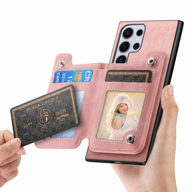 For Samsung Galaxy S24 Ultra 5G Retro MagSafe Zipper Wallet Card Bag Back Phone Case