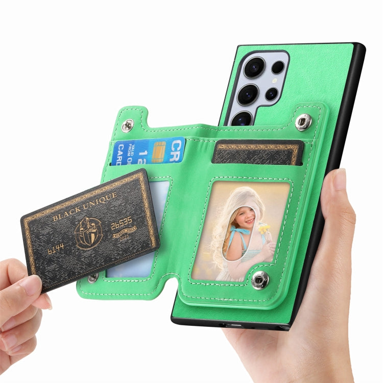 For Samsung Galaxy S24 Ultra 5G Retro MagSafe Zipper Wallet Card Bag Back Phone Case