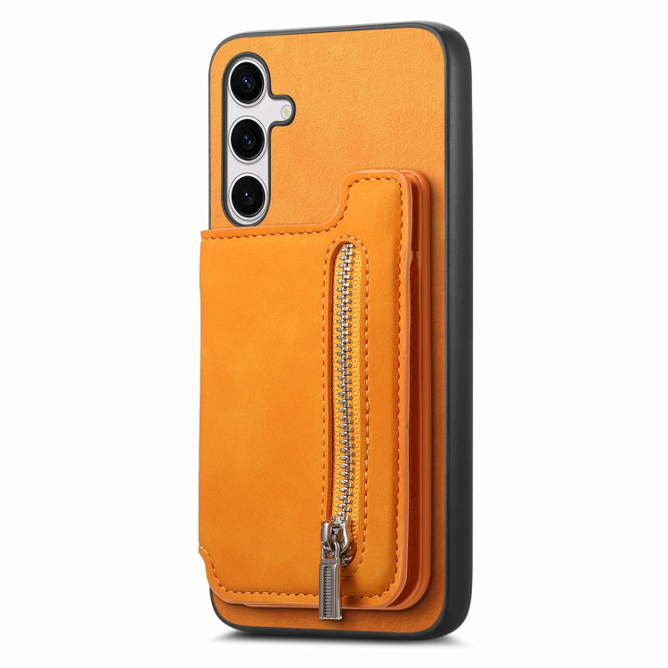 For Samsung Galaxy S24 5G Retro MagSafe Zipper Wallet Card Bag Back Phone Case