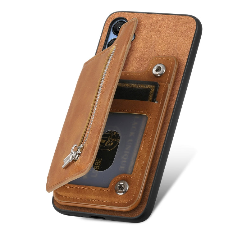 For Samsung Galaxy A15 Retro MagSafe Zipper Wallet Card Bag Back Phone Case