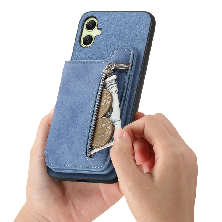 For Samsung Galaxy A05 Retro MagSafe Zipper Wallet Card Bag Back Phone Case