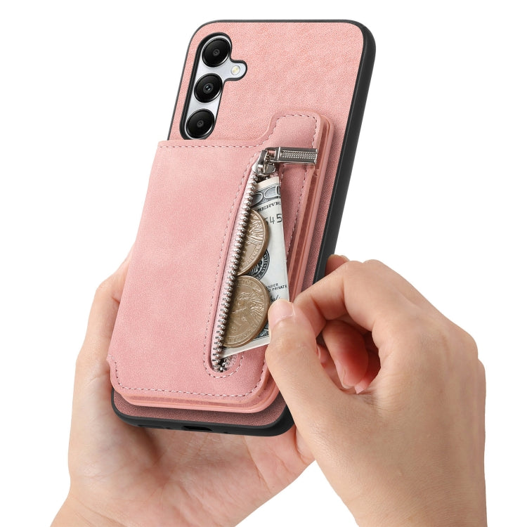 For Samsung Galaxy A05s Retro MagSafe Zipper Wallet Card Bag Back Phone Case