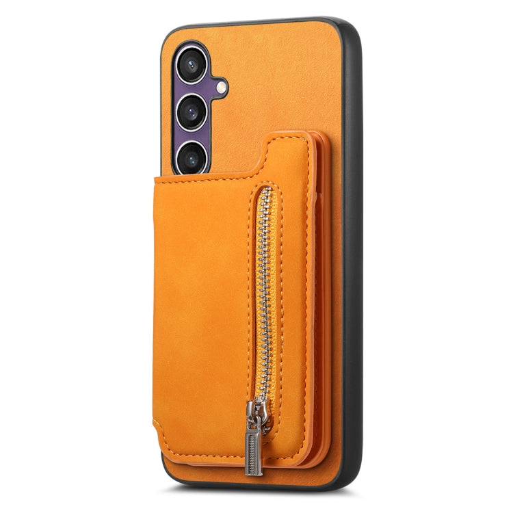 For Samsung Galaxy S23 FE 5G Retro MagSafe Zipper Wallet Card Bag Back Phone Case