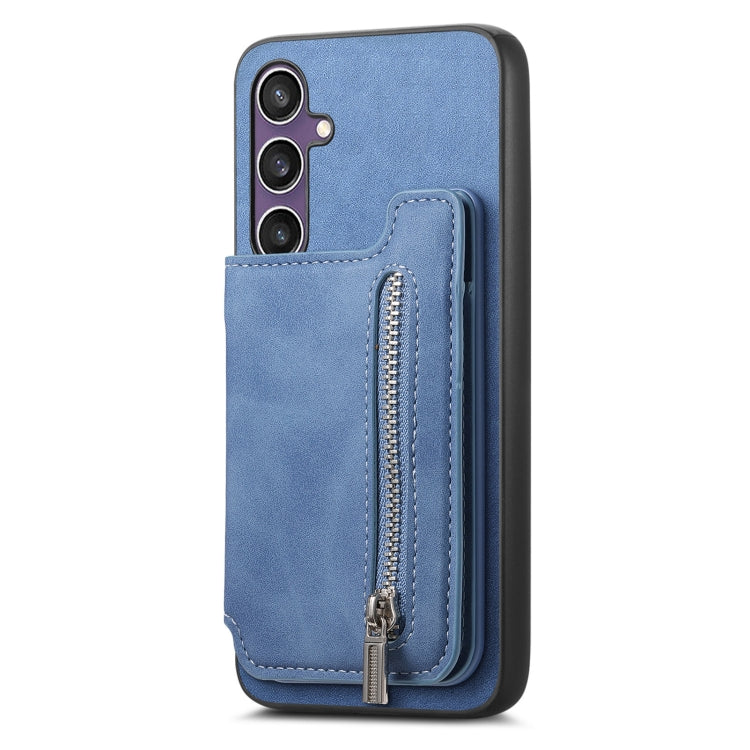 For Samsung Galaxy S23 FE 5G Retro MagSafe Zipper Wallet Card Bag Back Phone Case