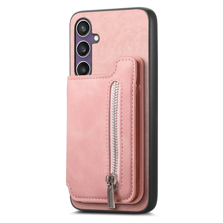 For Samsung Galaxy S23 FE 5G Retro MagSafe Zipper Wallet Card Bag Back Phone Case