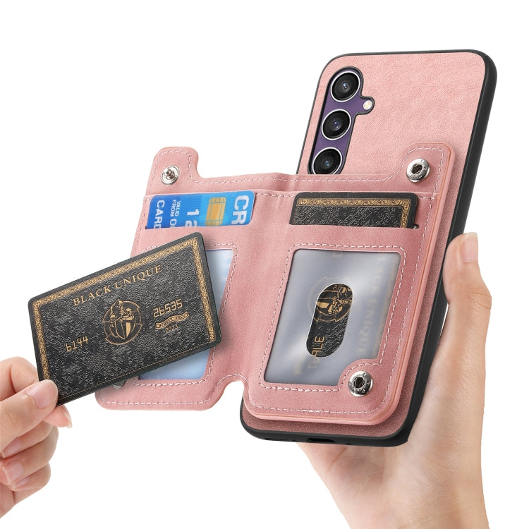 For Samsung Galaxy S23 FE 5G Retro MagSafe Zipper Wallet Card Bag Back Phone Case
