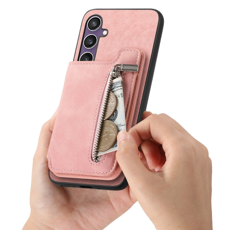 For Samsung Galaxy S23 FE 5G Retro MagSafe Zipper Wallet Card Bag Back Phone Case