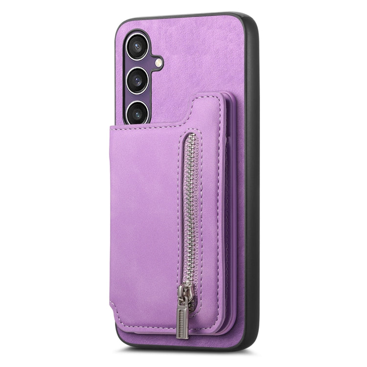 For Samsung Galaxy S23 FE 5G Retro MagSafe Zipper Wallet Card Bag Back Phone Case