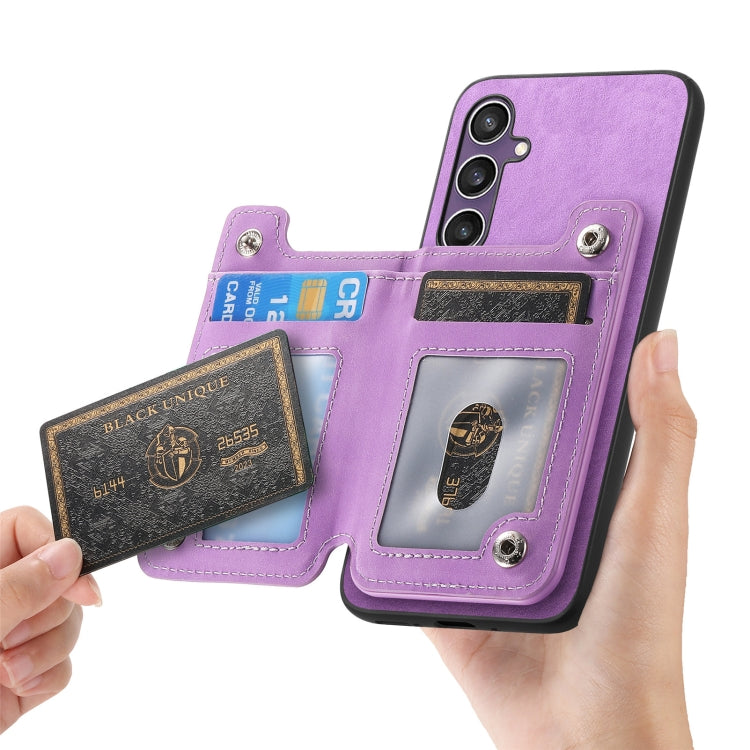 For Samsung Galaxy S23 FE 5G Retro MagSafe Zipper Wallet Card Bag Back Phone Case