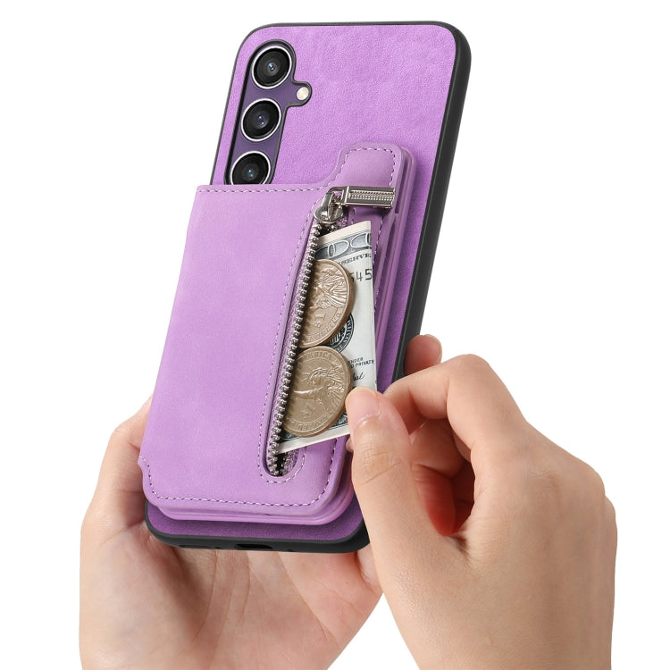 For Samsung Galaxy S23 FE 5G Retro MagSafe Zipper Wallet Card Bag Back Phone Case