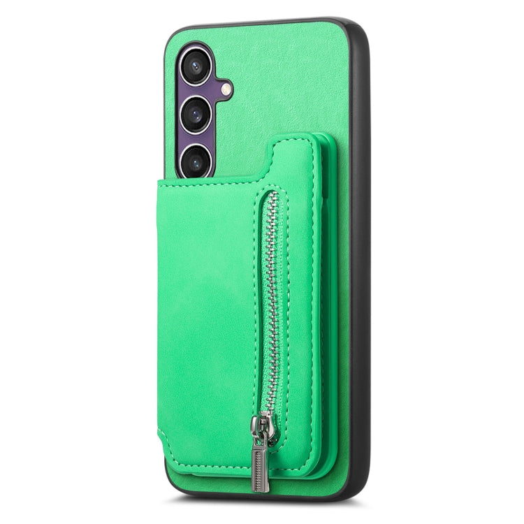 For Samsung Galaxy S23 FE 5G Retro MagSafe Zipper Wallet Card Bag Back Phone Case