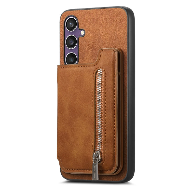 For Samsung Galaxy S23 FE 5G Retro MagSafe Zipper Wallet Card Bag Back Phone Case