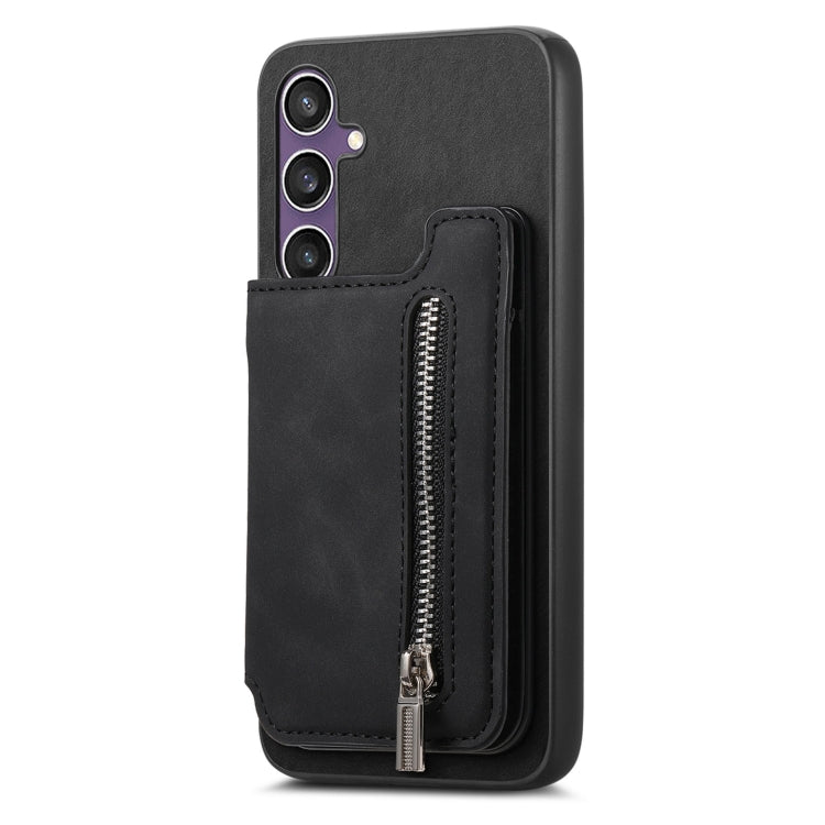 For Samsung Galaxy S23 FE 5G Retro MagSafe Zipper Wallet Card Bag Back Phone Case